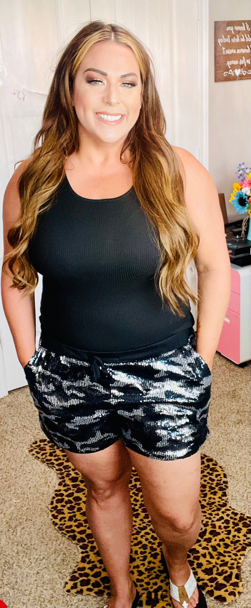 Grey Camo Metallic Short