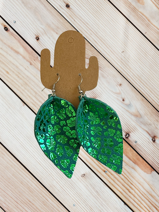 Green Leopard Foil Earring
