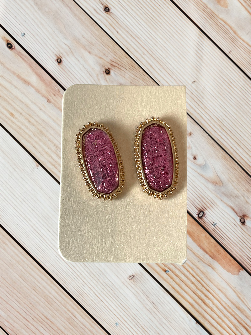 Oval Druzy Studs