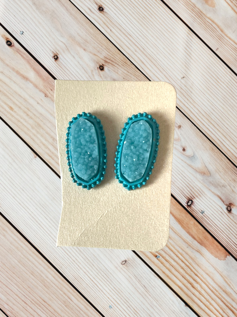 Oval Druzy Studs