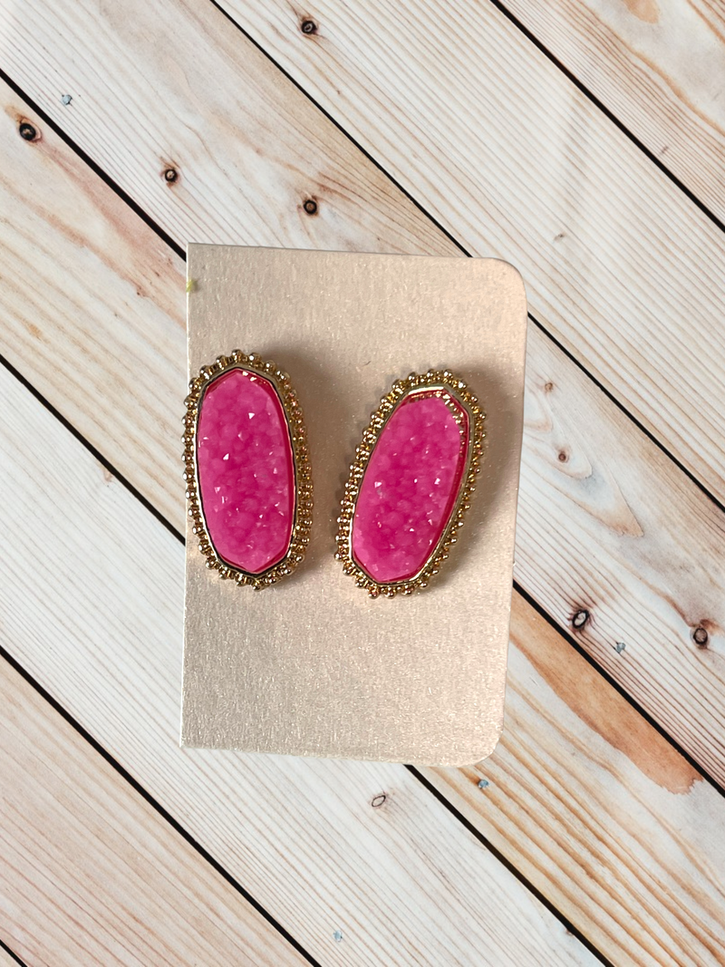 Oval Druzy Studs