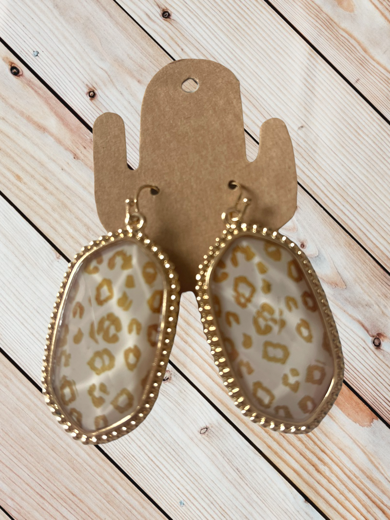 White Out Leopard Earring