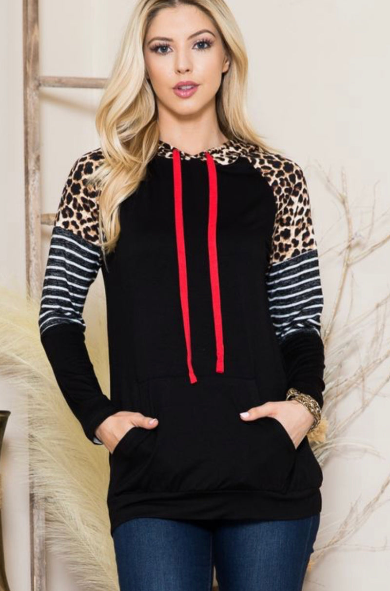 Striped Leopard Light Hoodie