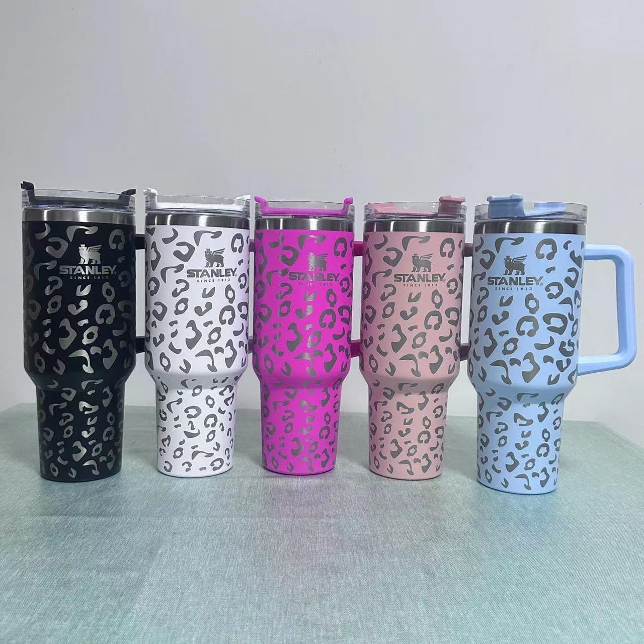 40oz Leopard Cheetah Glitter Stanley Tumbler 